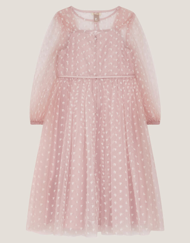 Bow Print Party Dress & Jacket, Pink (PINK), large