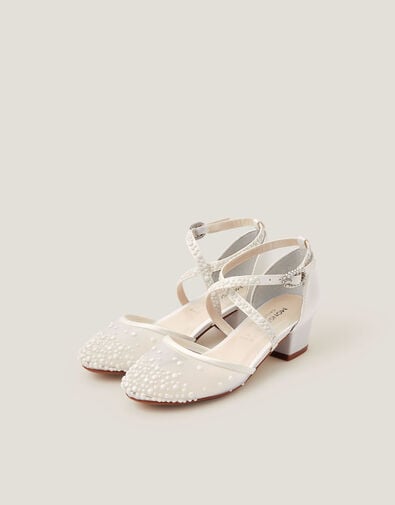 Pearly Criss Cross Heels, Ivory (IVORY), large