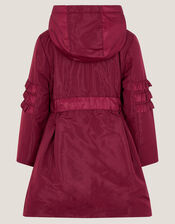 Lightweight Frill Raincoat, Red (BURGUNDY), large