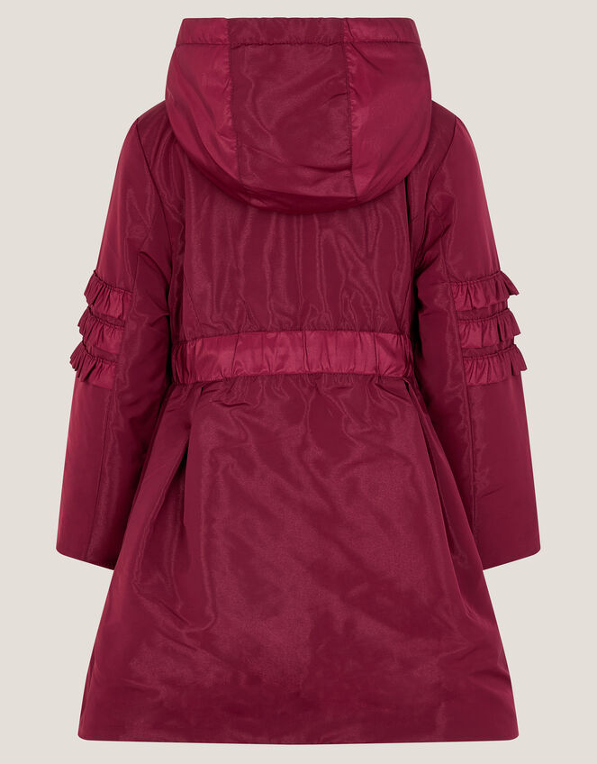 Lightweight Frill Raincoat, Red (BURGUNDY), large