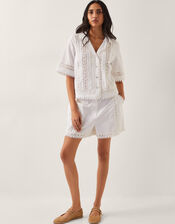 Irina Short Sleeve Lace Shirt, White (WHITE), large