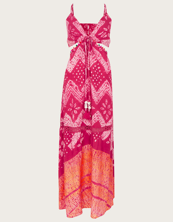 Bandhani Dye Print Maxi Dress, Pink (PINK), large