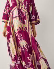 Amisha Kaftan Midi Dress, Red (BURGUNDY), large