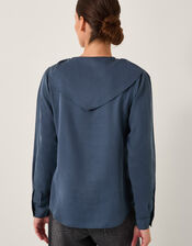 Drew Tie-Neck Blouse, Blue (BLUE), large