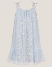 Rosalee Sequin Tulle Swing Dress, Blue (BLUE), large