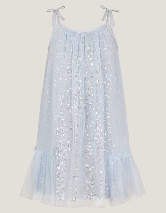 Rosalee Sequin Tulle Swing Dress, Blue (BLUE), large