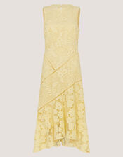 Gianna Sleeveless Lace Midi Dress, Yellow (YELLOW), large