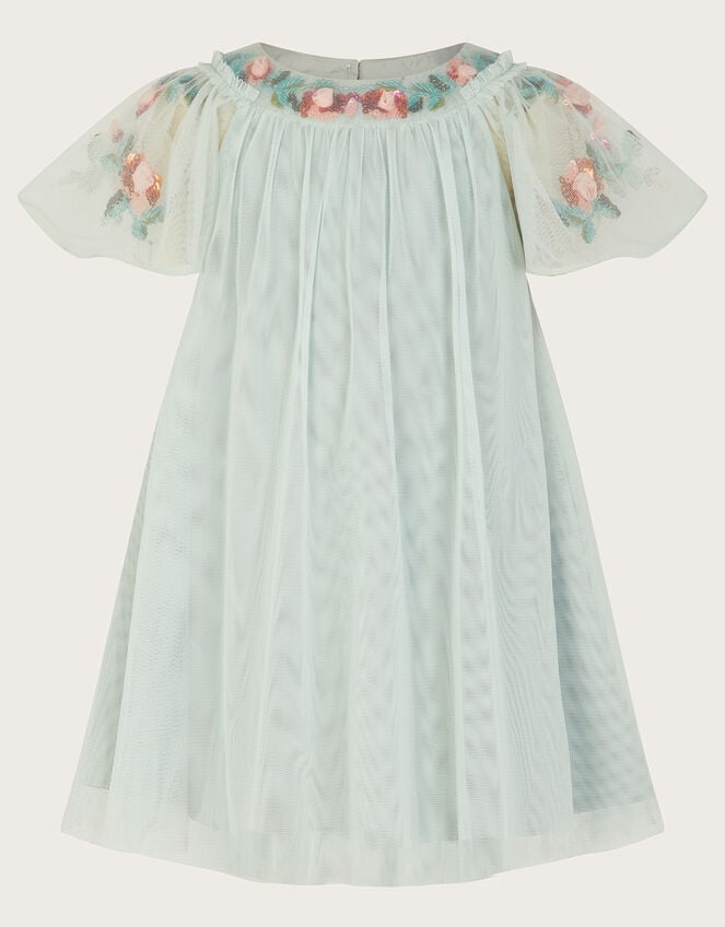 Baby Evi Embellished Tulle Swing Dress, Green (GREEN), large