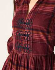 Charly Check Corduroy Midi Dress, Red (BURGUNDY), large
