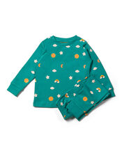 Little Green Radicals Sky Print Pyjamas Set, Blue (TURQUOISE), large