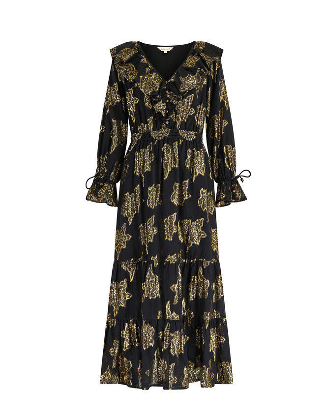 East Jacquard Maxi Dress, Black (BLACK), large