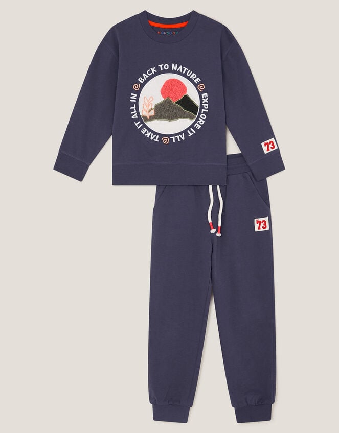 Back To Nature Sweatshirt and Joggers Set, Blue (BLUE), large