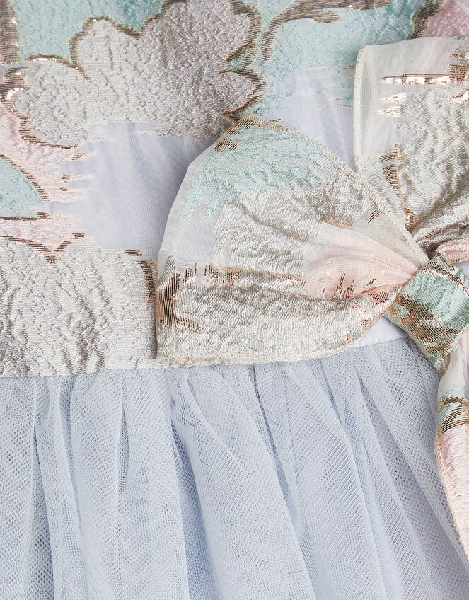 Baby Bennie Bow Jacquard Dress, Blue (BLUE), large