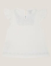 Embroidered Yoke Butterfly T-Shirt, White (WHITE), large