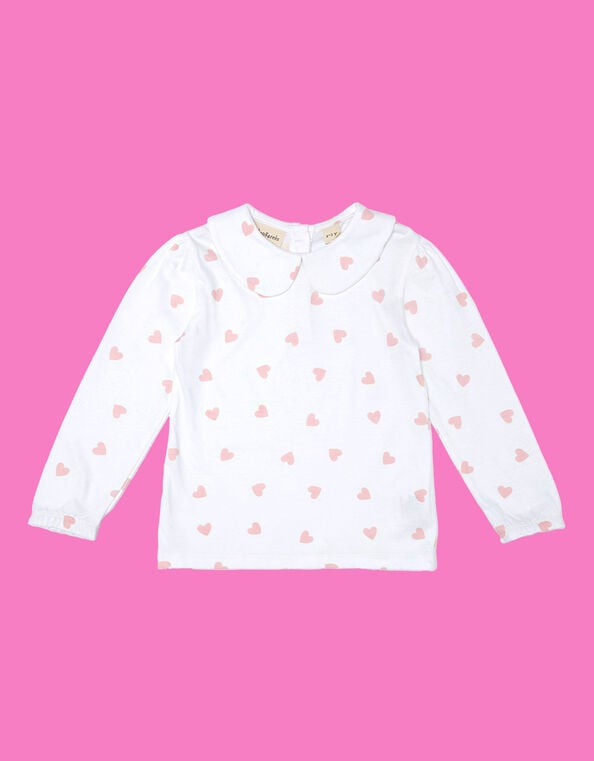 Dotty Dungarees Peter Pan Collar Top, White (WHITE), large
