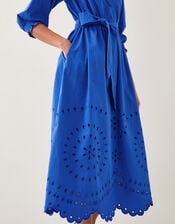 Jules Broderie Midi Shirt Dress, Blue (BLUE), large