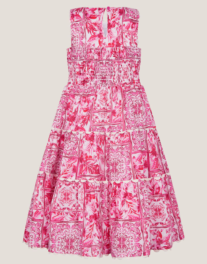 Tile Print Sleeveless Dress, Pink (PINK), large