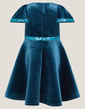 Viola Sequin Velvet Party Dress, Teal (TEAL), large