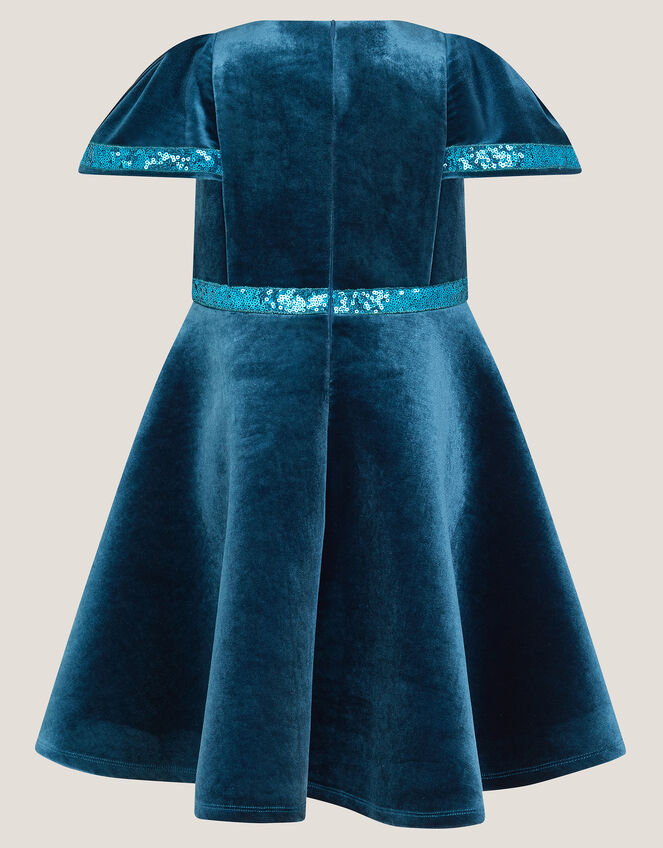 Viola Sequin Velvet Party Dress, Teal (TEAL), large