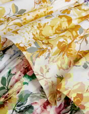 Floral Print Puff Sleeve Tiered Dress, Yellow (YELLOW), large