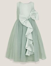 Waterfall Bow Tulle Dress , Green (SAGE), large