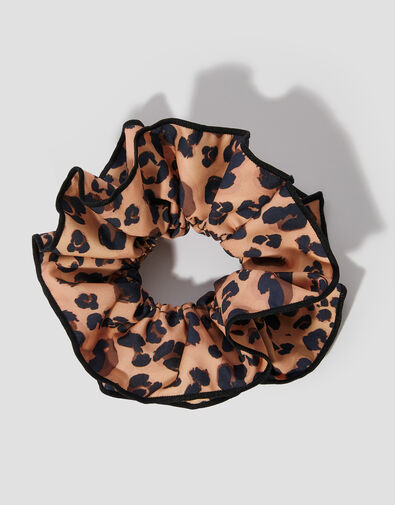 Leopard Print Hair Scrunchie, , large