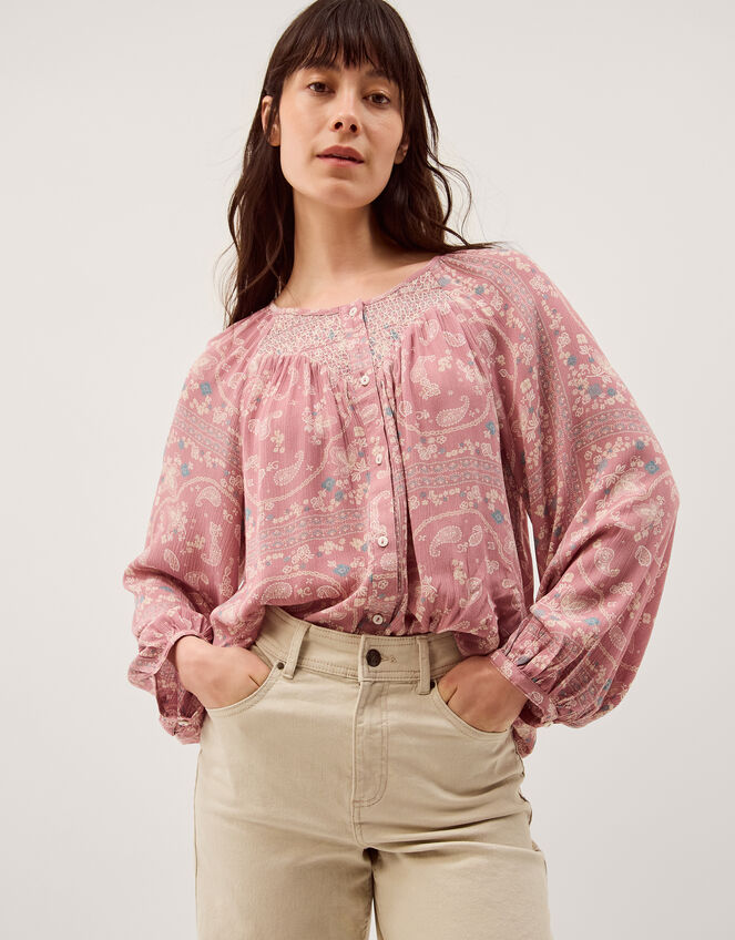 Mandy Paisley Print Blouse, Pink (ROSE PINK), large