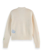 Scotch & Soda Embroidered V-Neck Cardigan, Ivory (IVORY), large