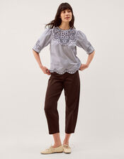 Kirsty Embroidered Stripe Top, Blue (NAVY), large