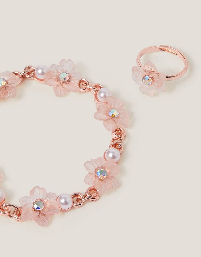 Frosted Flower Bracelet & Ring Set, , large