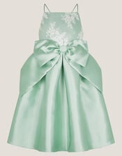 Juniper Satin Lace Bow Bridesmaid Dress, Green (SAGE), large