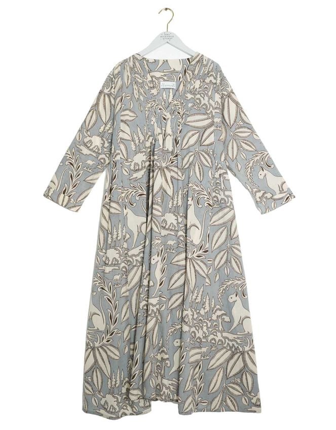 One Hundred Stars Sphinx Pintuck Maxi Dress, Grey (GREY), large
