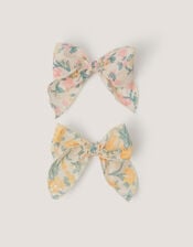 2-Pack Floral Broderie Bow Hair Clips, , large