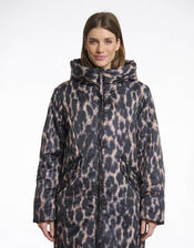 Rino & Pelle Lune Leopard Print Padded Coat, Leopard (LEOPARD), large
