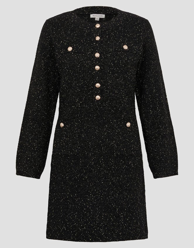 Saskia Sparkle Knit Mini Dress, Black (BLACK), large