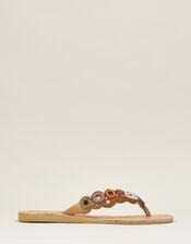 Laidback London Peak Beaded Leather Flip Flops, Multi (MULTI), large