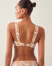 Cece Block Print Bikini Top, Orange (ORANGE), large