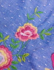 Baby Fairy Embroidered Frill-Sleeve Dress, Blue (BLUE), large