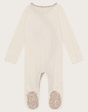 Newborn Peri Bunny Embroidered Sleepsuit, Ivory (IVORY), large