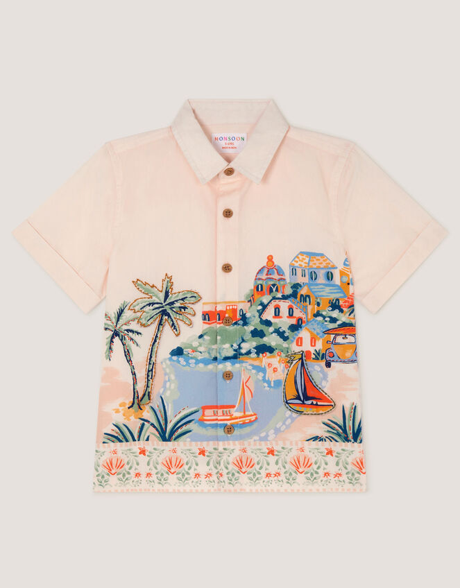 Scenic Embroidered Shirt, Ivory (IVORY), large