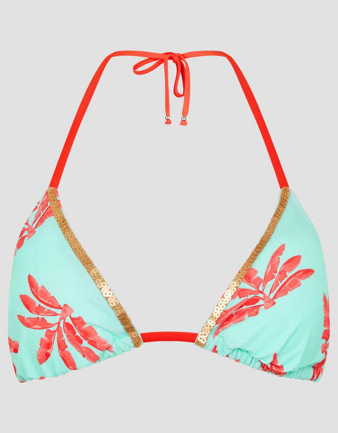 Pamela Palm Print Bikini Top, Green (MINT), large