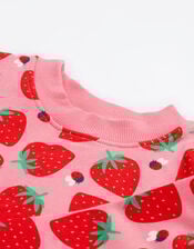 Frugi Superb Strawberry Sweatshirt, Pink (PINK), large