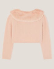 Detachable Collar Fuzzy Cardigan, Pink (PINK), large