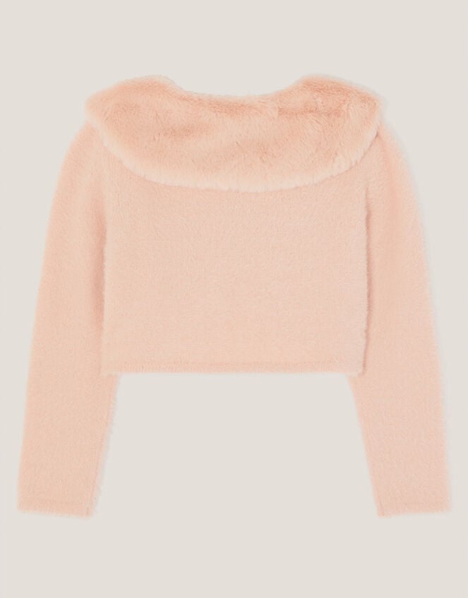 Detachable Collar Fuzzy Cardigan, Pink (PINK), large