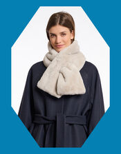 Rino & Pelle Stip Faux Fur Scarf, , large