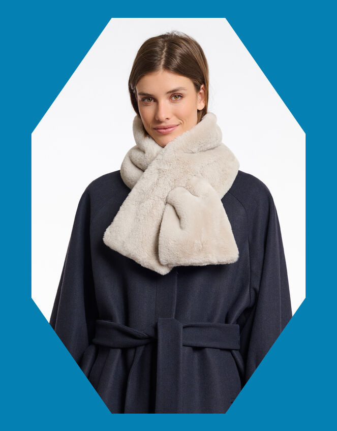 Rino & Pelle Stip Faux Fur Scarf, , large