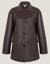 Paula Faux Leather Jacket, Brown (CHOCOLATE), large