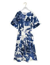 One Hundred Stars Obi Giant Willow Print Midi Dress, Blue (BLUE), large