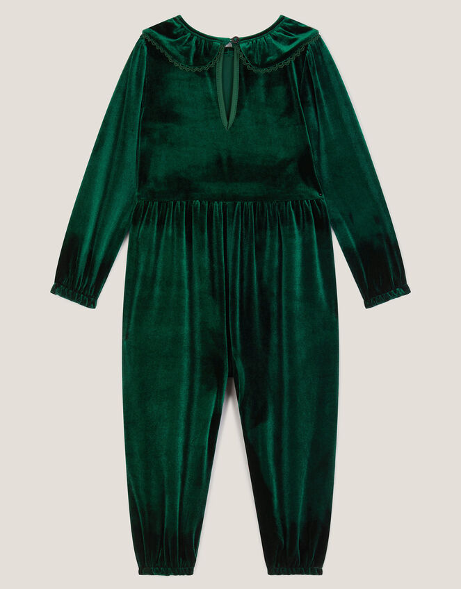 Baby Larisa Velvet Collar Romper, Green (GREEN), large