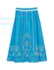 Petite Mendigote Jose Embroidered Maxi Skirt, Blue (BLUE), large